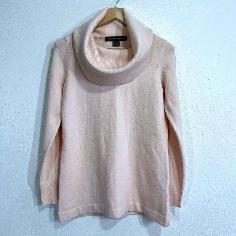 French Connection Cowl Neck Sweater Tunic Long Sleeve Blush Pink Babysoft Large